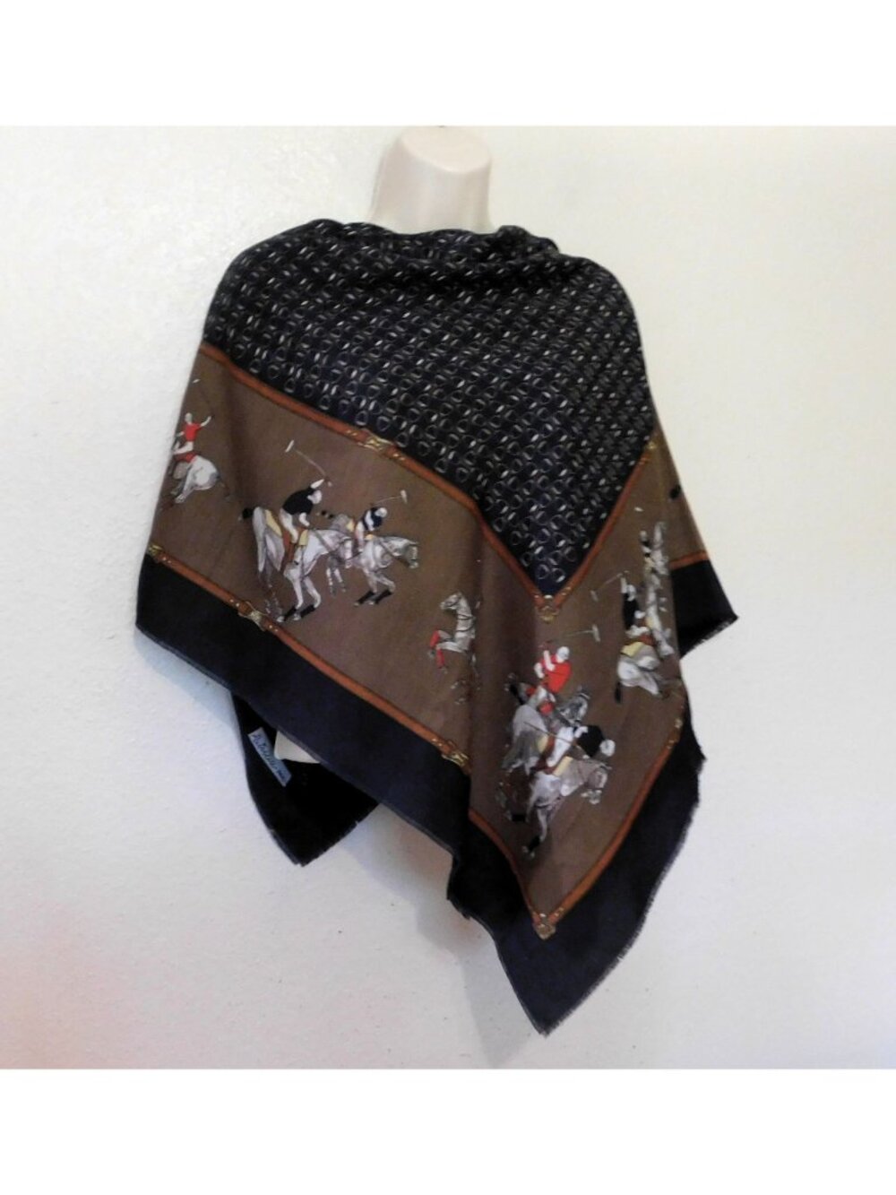 Patricia Paris Equestrian Scarf 44" Square Polo Horse Riders Multicolor Design